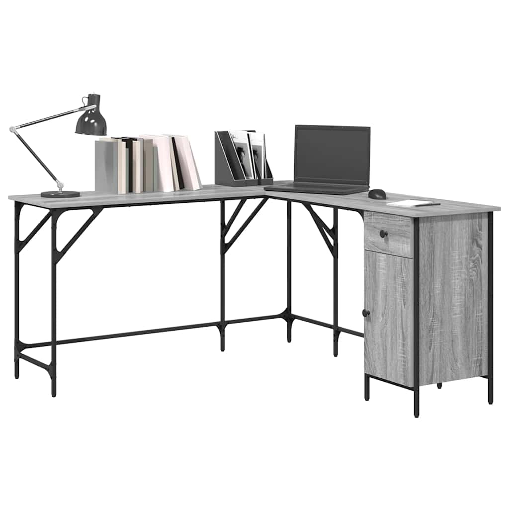Bureau sonoma gris 141x141x75 cm bois d'ingénierie - XIOS