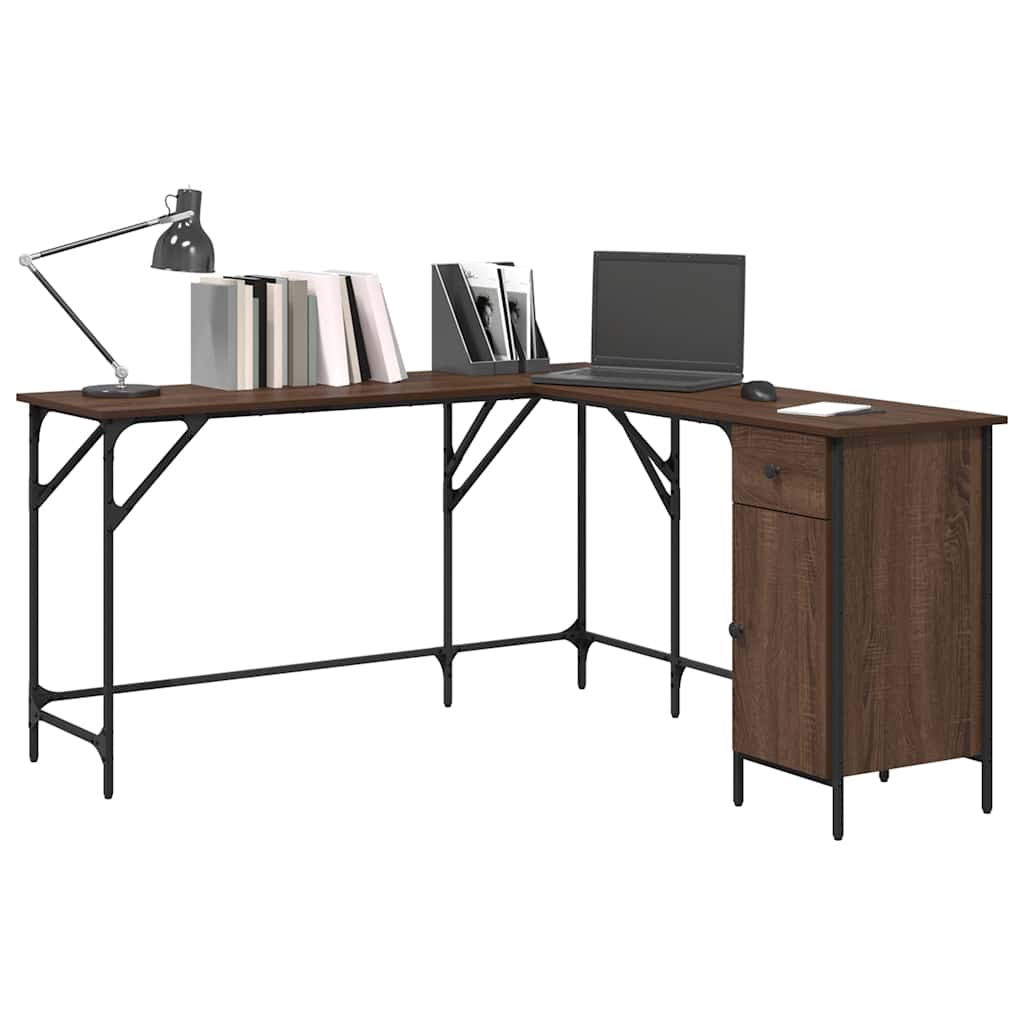 Bureau chêne marron 141x141x75 cm bois d'ingénierie - XIOS