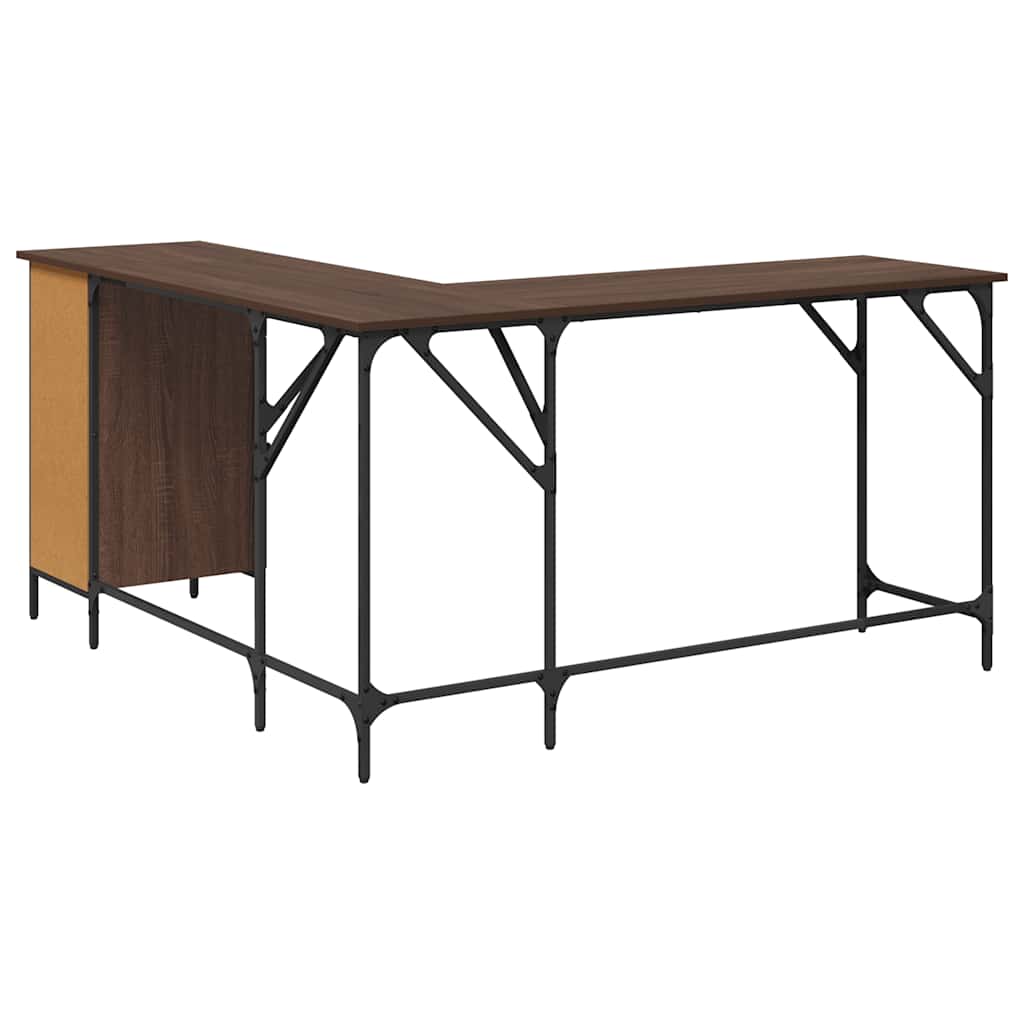 Bureau chêne marron 141x141x75 cm bois d'ingénierie - XIOS