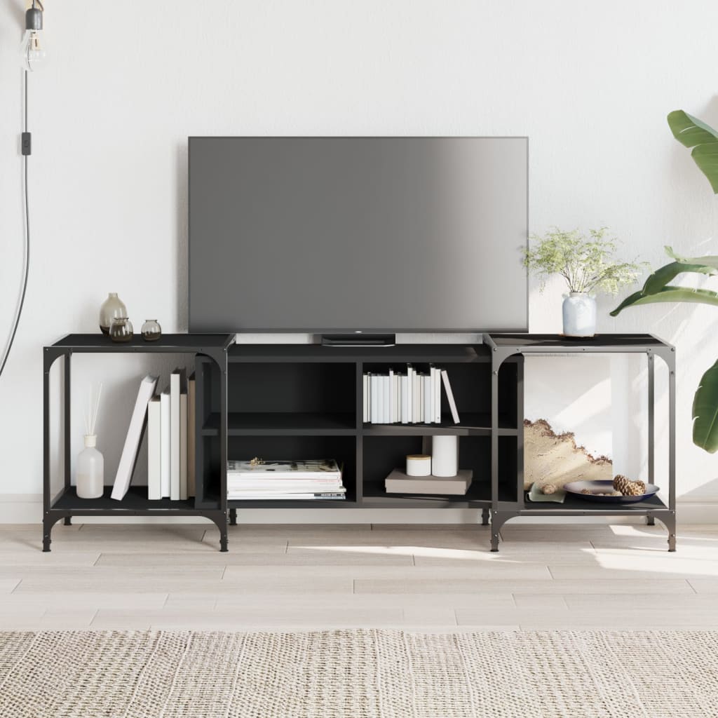 Meuble TV noir 153x37x50 cm bois d'ingénierie - XIOS