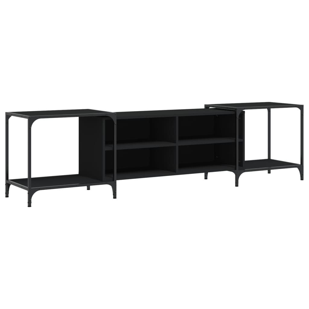 Meuble TV noir 203x37x50 cm bois d'ingénierie - XIOS