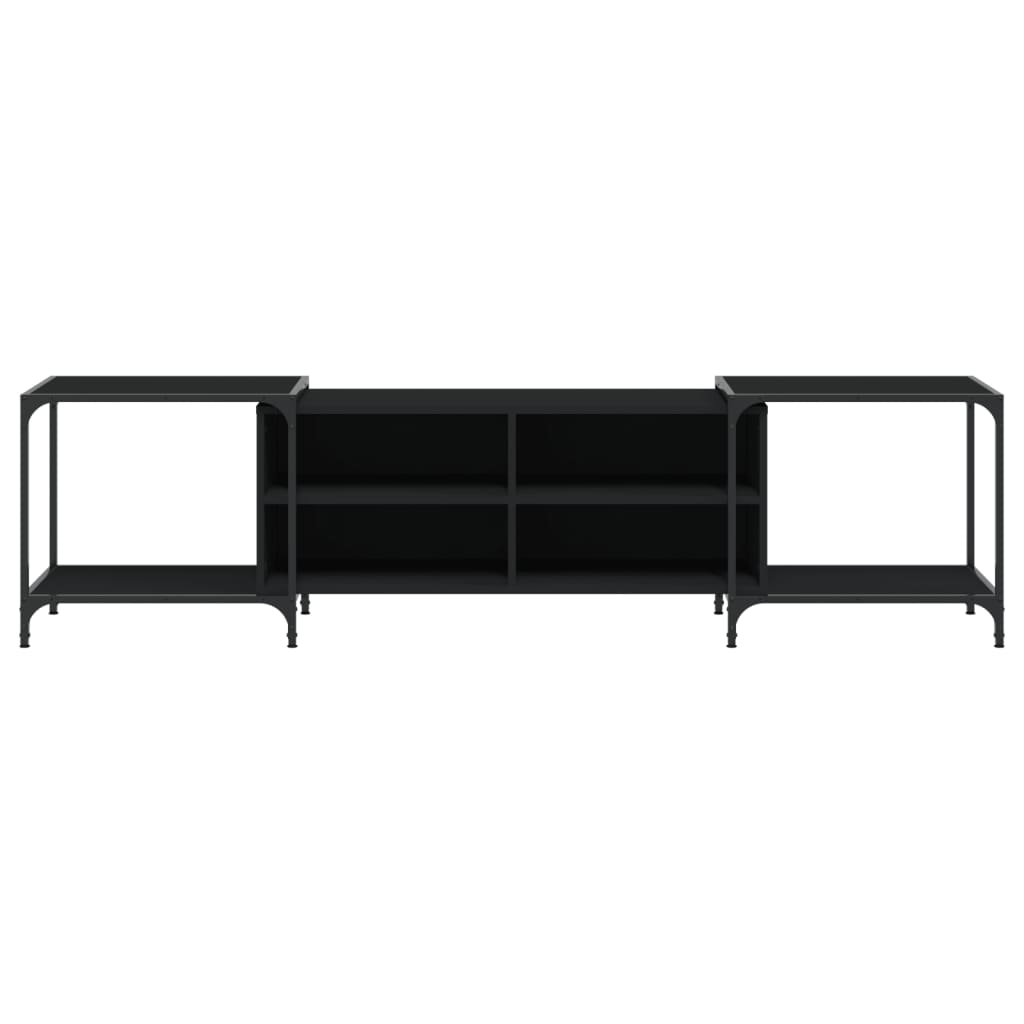 Meuble TV noir 203x37x50 cm bois d'ingénierie - XIOS