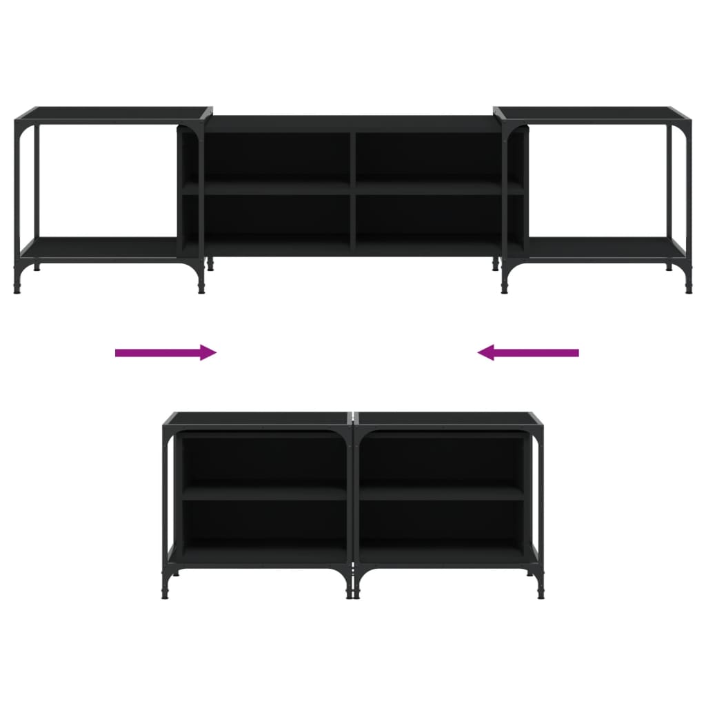 Meuble TV noir 203x37x50 cm bois d'ingénierie - XIOS