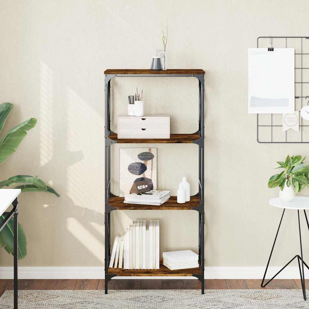 Bibliothèque 4 niveaux chêne fumé 59x35x132cm bois d'ingénierie - XIOS