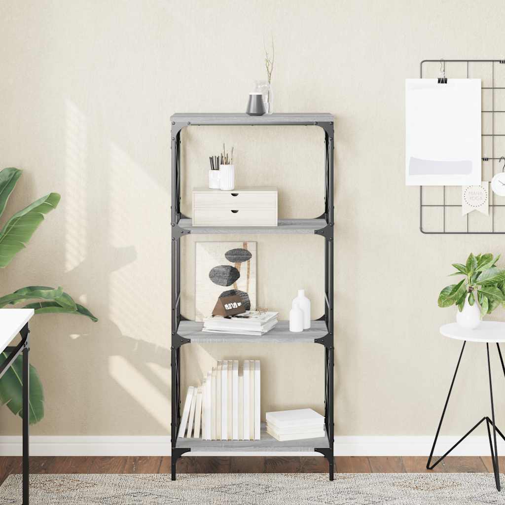 Bibliothèque à 4 niveaux sonoma gris 59x35x132 cm - XIOS