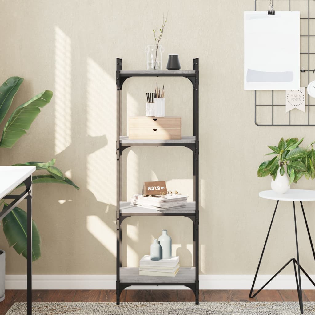 Bibliothèque à 4 niveaux sonoma gris 40x30x120 cm - XIOS