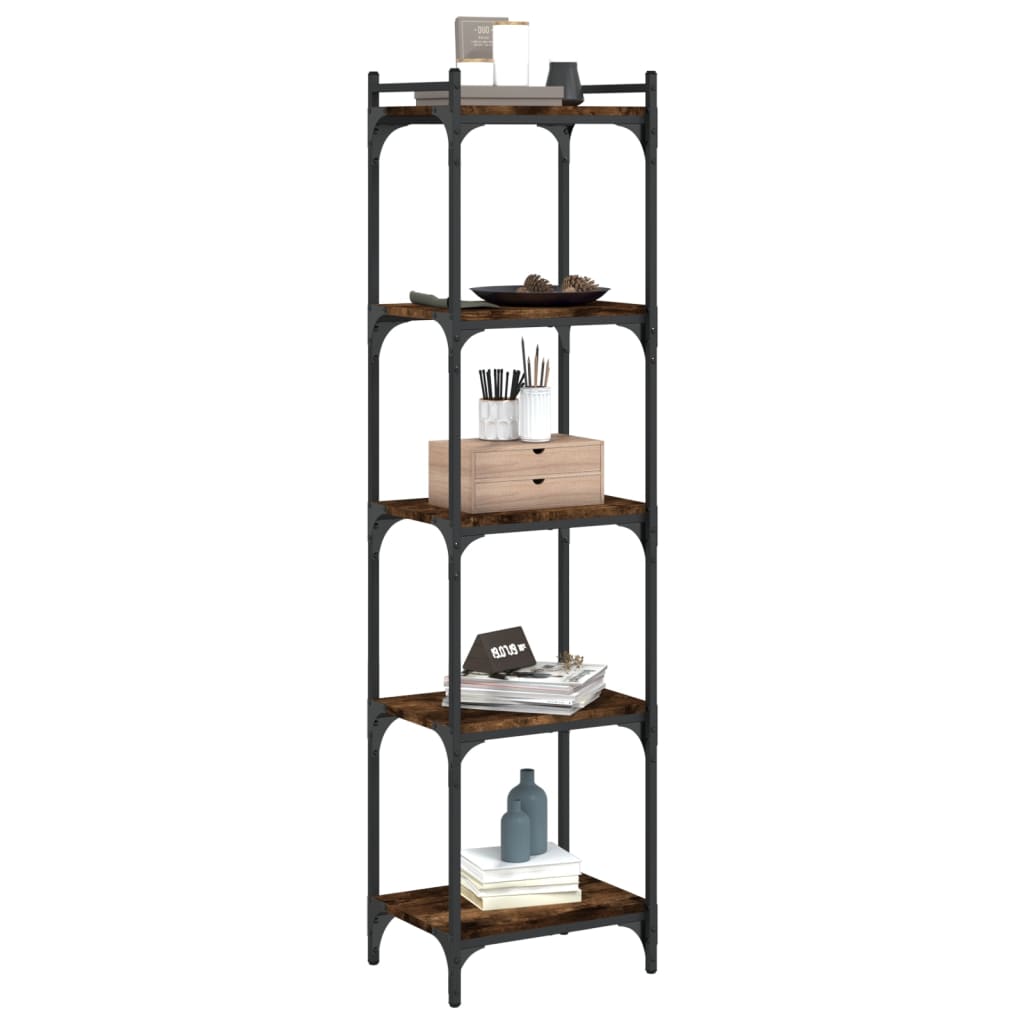 Bibliothèque 5 niveaux chêne fumé 40x30x154cm bois d'ingénierie - XIOS