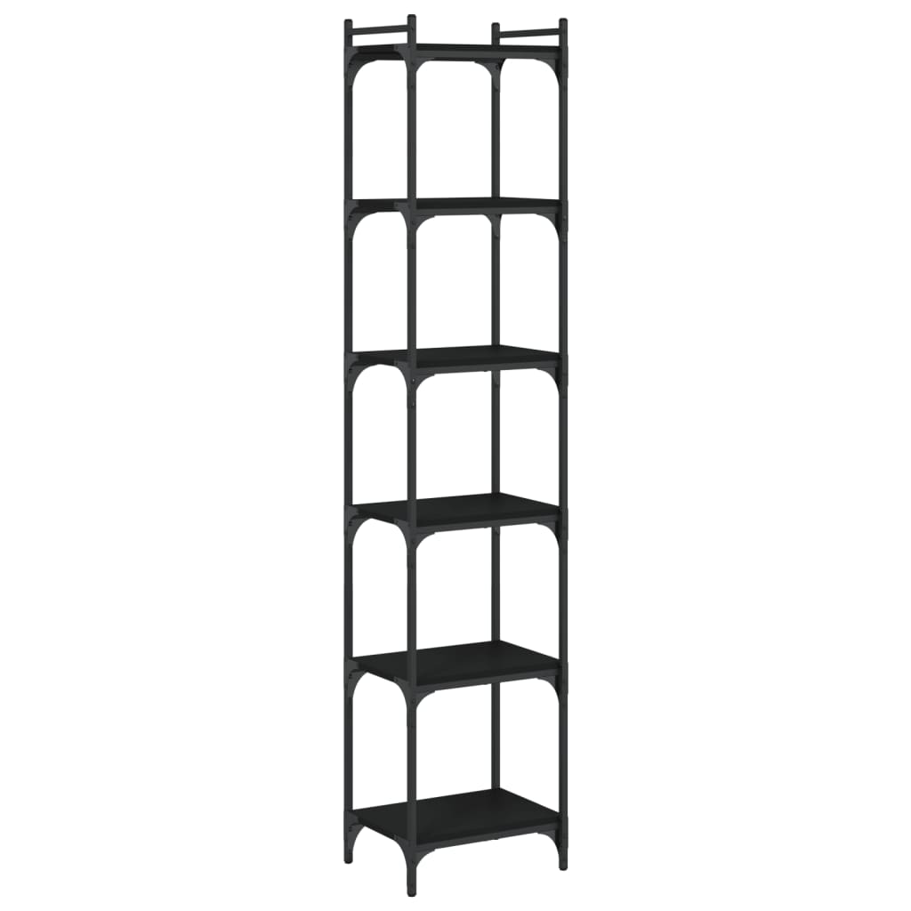 Bibliothèque 6 niveaux noir 40x30x188 cm bois d'ingénierie - XIOS