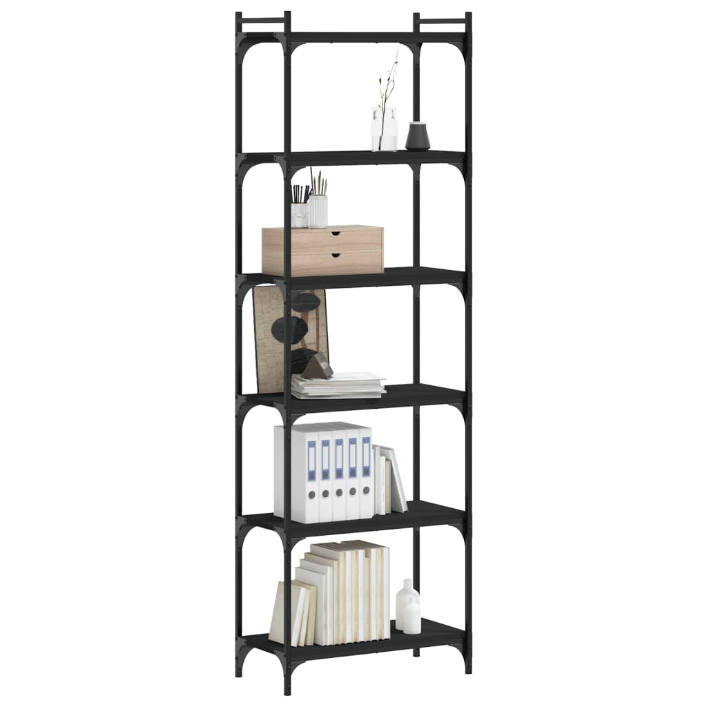 Bibliothèque 6 niveaux noir 60x30x188 cm bois d'ingénierie - XIOS