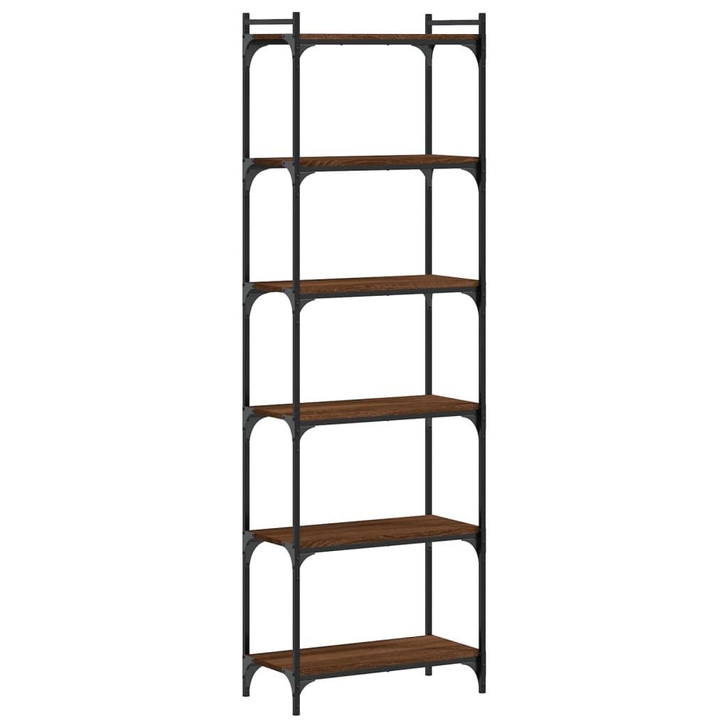 Bibliothèque 6 niveaux chêne marron 60x30x188cm bois ingénierie - XIOS