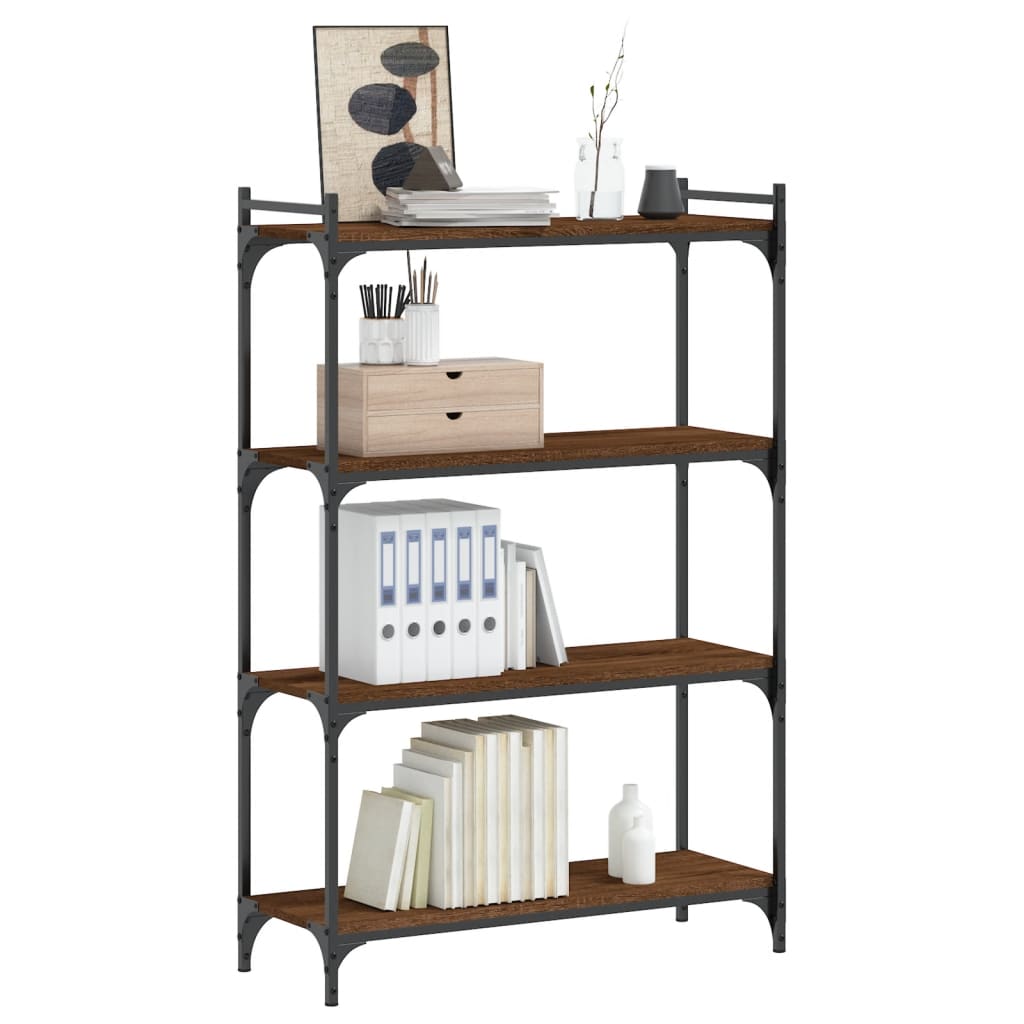Bibliothèque 4 niveaux chêne marron 80x30x120cm bois ingénierie - XIOS