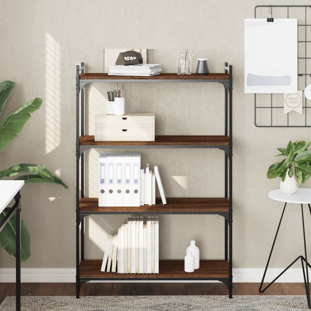 Bibliothèque 4 niveaux chêne marron 80x30x120cm bois ingénierie - XIOS