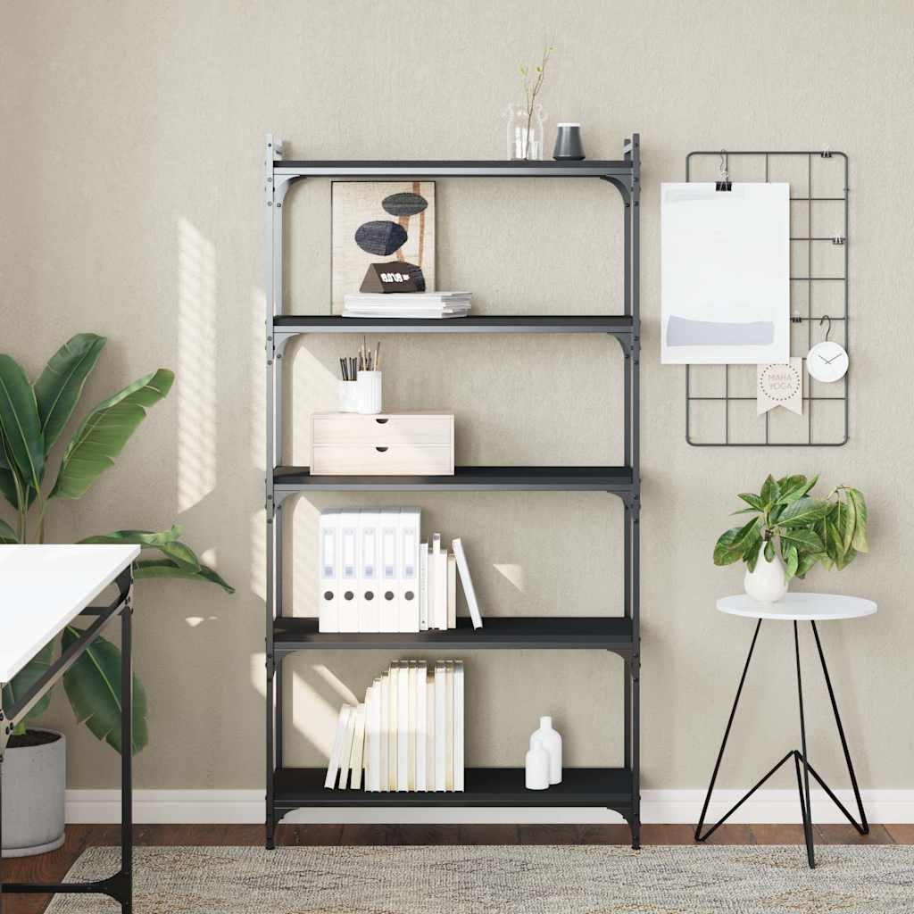 Bibliothèque 5 niveaux noir 80x30x154 cm bois d'ingénierie - XIOS