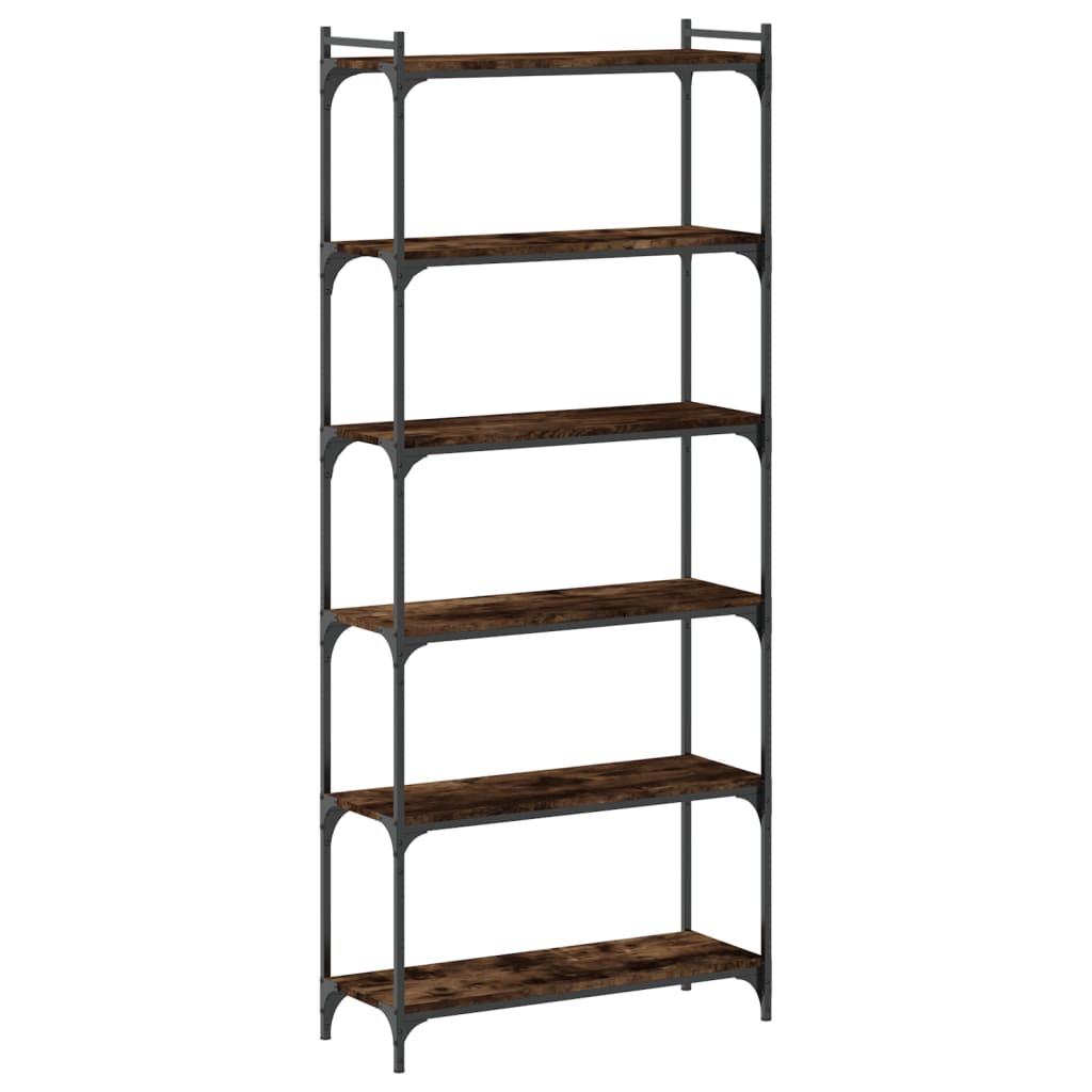 Bibliothèque 6 niveaux chêne fumé 80x30x188cm bois d'ingénierie - XIOS