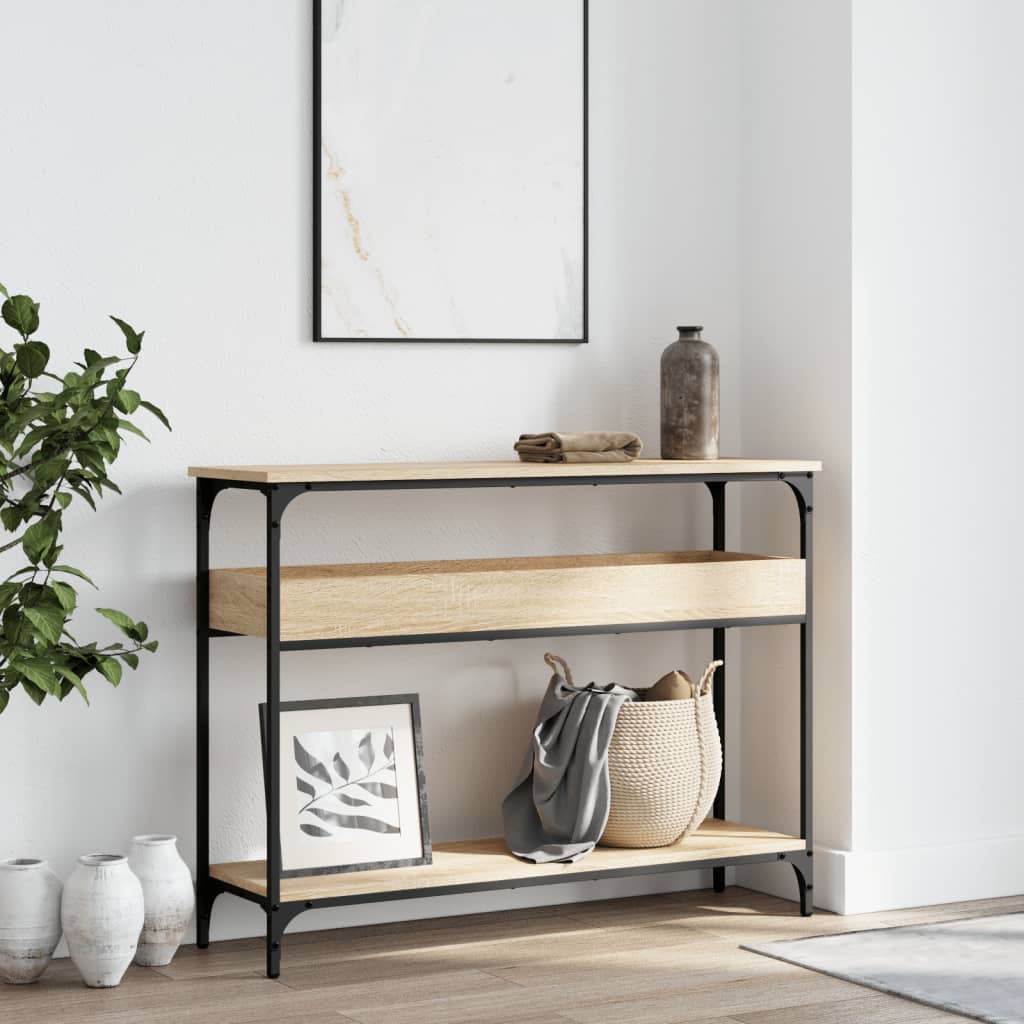 Table console avec étagère chêne sonoma 100x29x75 cm - XIOS