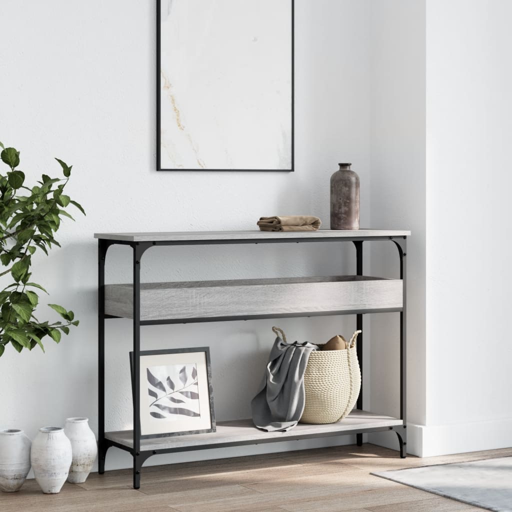 Table console avec étagère sonoma gris 100x29x75 cm - XIOS