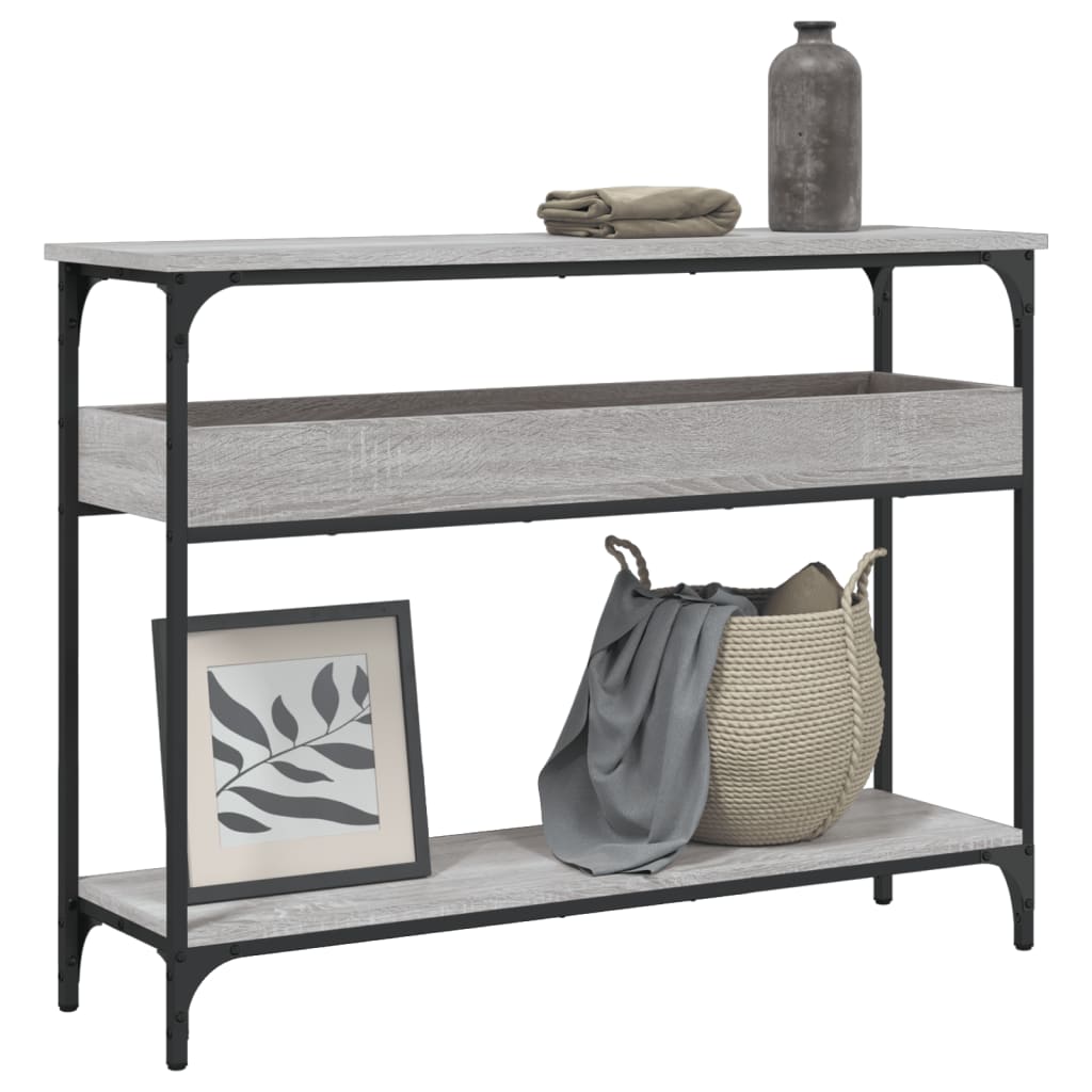 Table console avec étagère sonoma gris 100x29x75 cm - XIOS