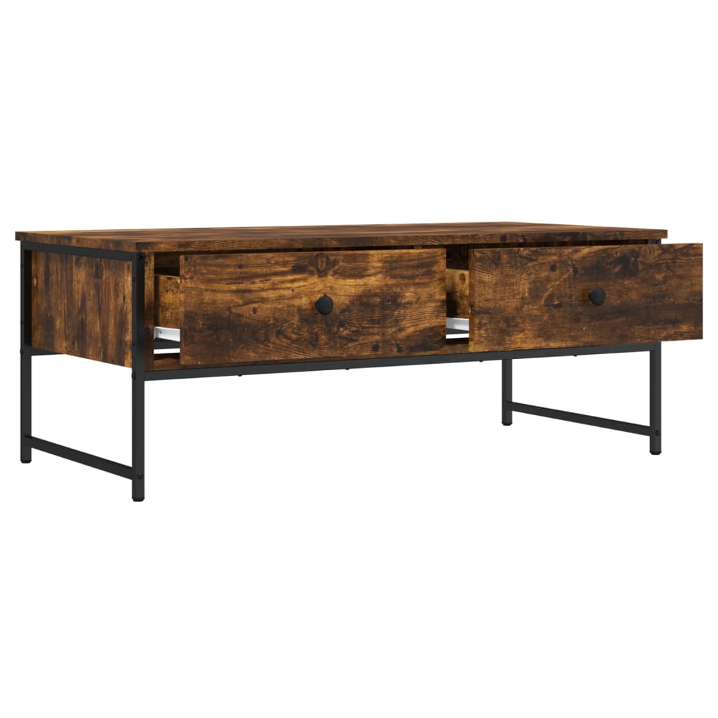 Table basse chêne fumé 101x49x39,5 cm bois d'ingénierie - XIOS
