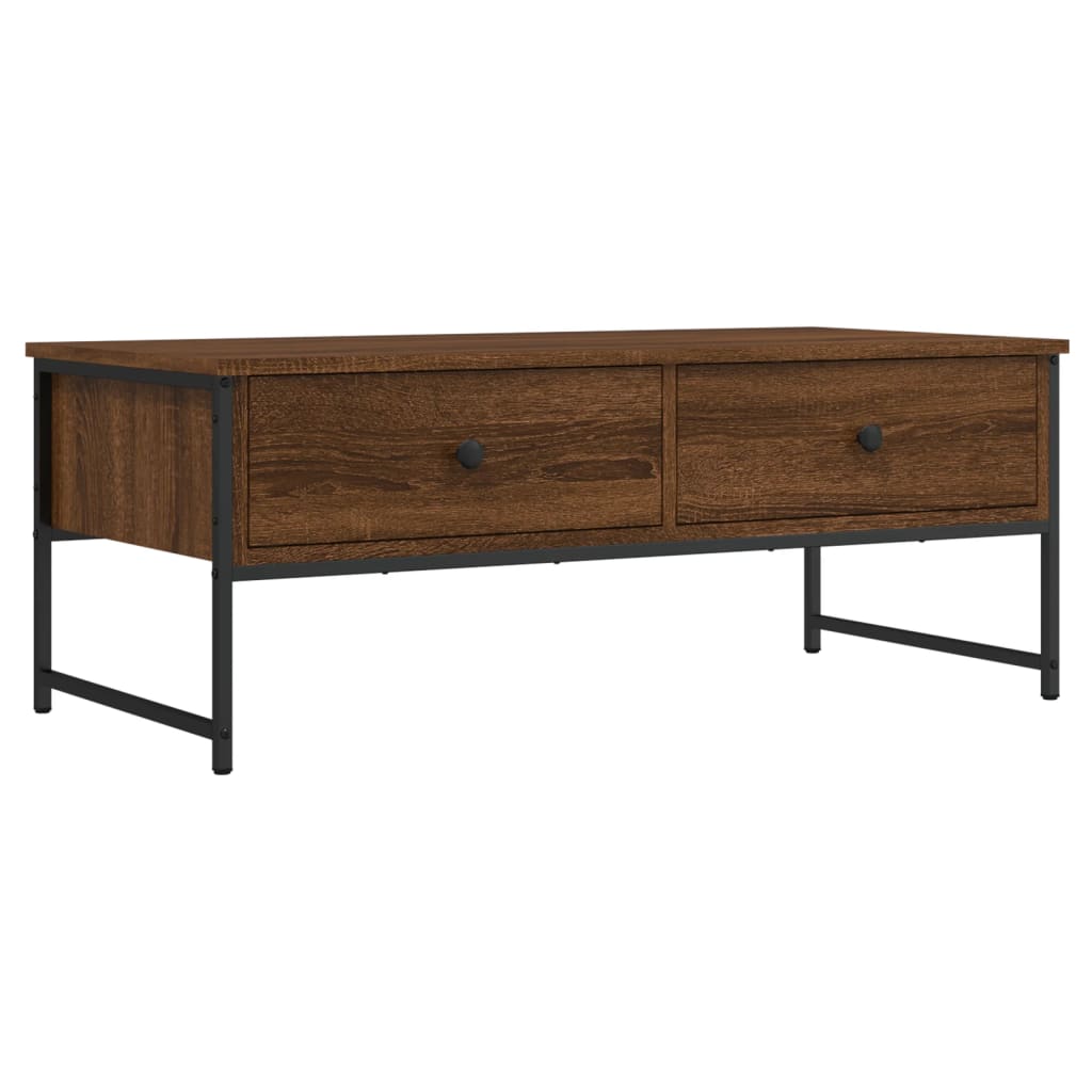 Table basse chêne marron 101x49x39,5 cm bois d'ingénierie - XIOS