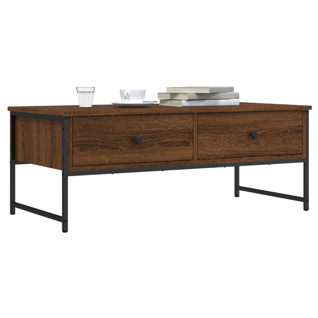 Table basse chêne marron 101x49x39,5 cm bois d'ingénierie - XIOS
