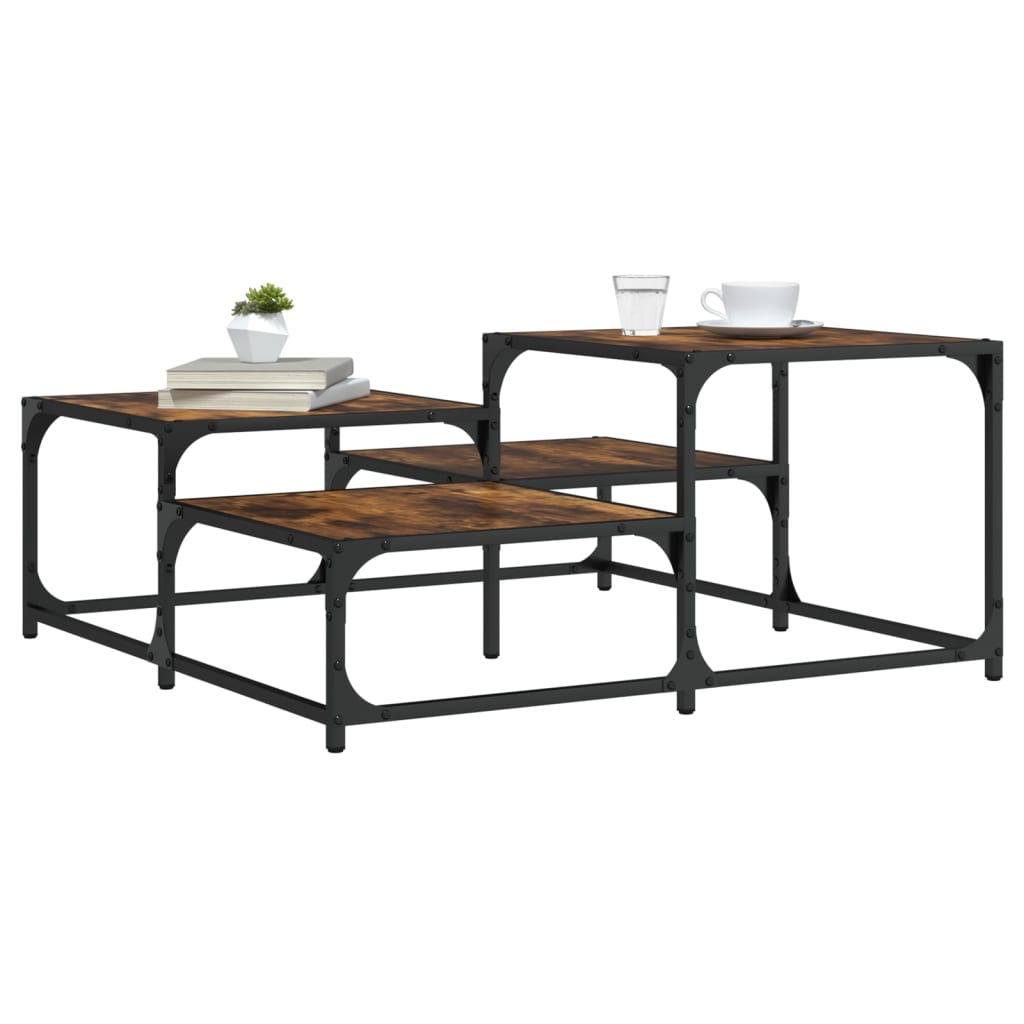 Table basse chêne fumé 87,5x87,5x40cm bois d'ingénierie - XIOS