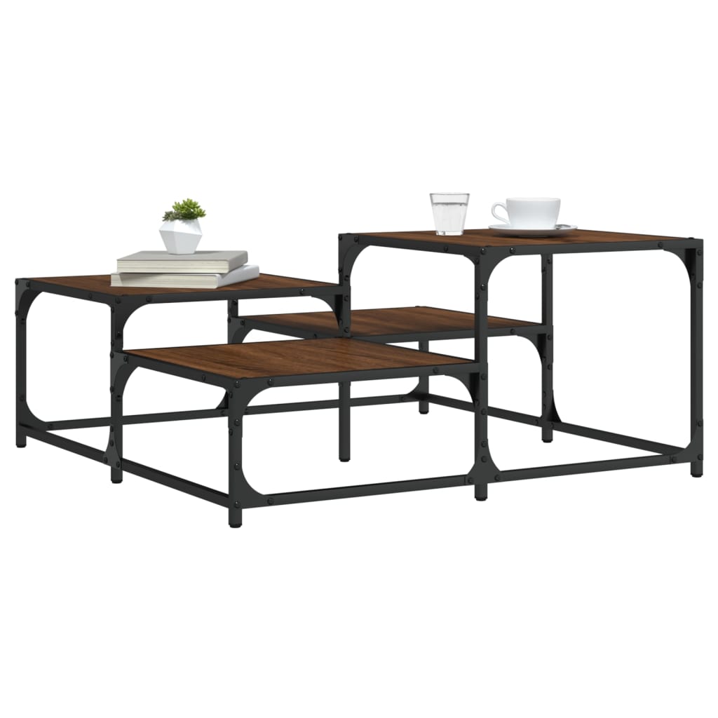 Table basse chêne marron 87,5x87,5x40 cm bois d'ingénierie - XIOS