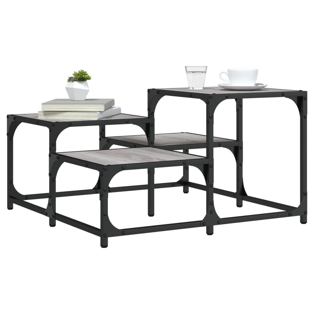 Table basse sonoma gris 68x68x40 cm bois d'ingénierie - XIOS