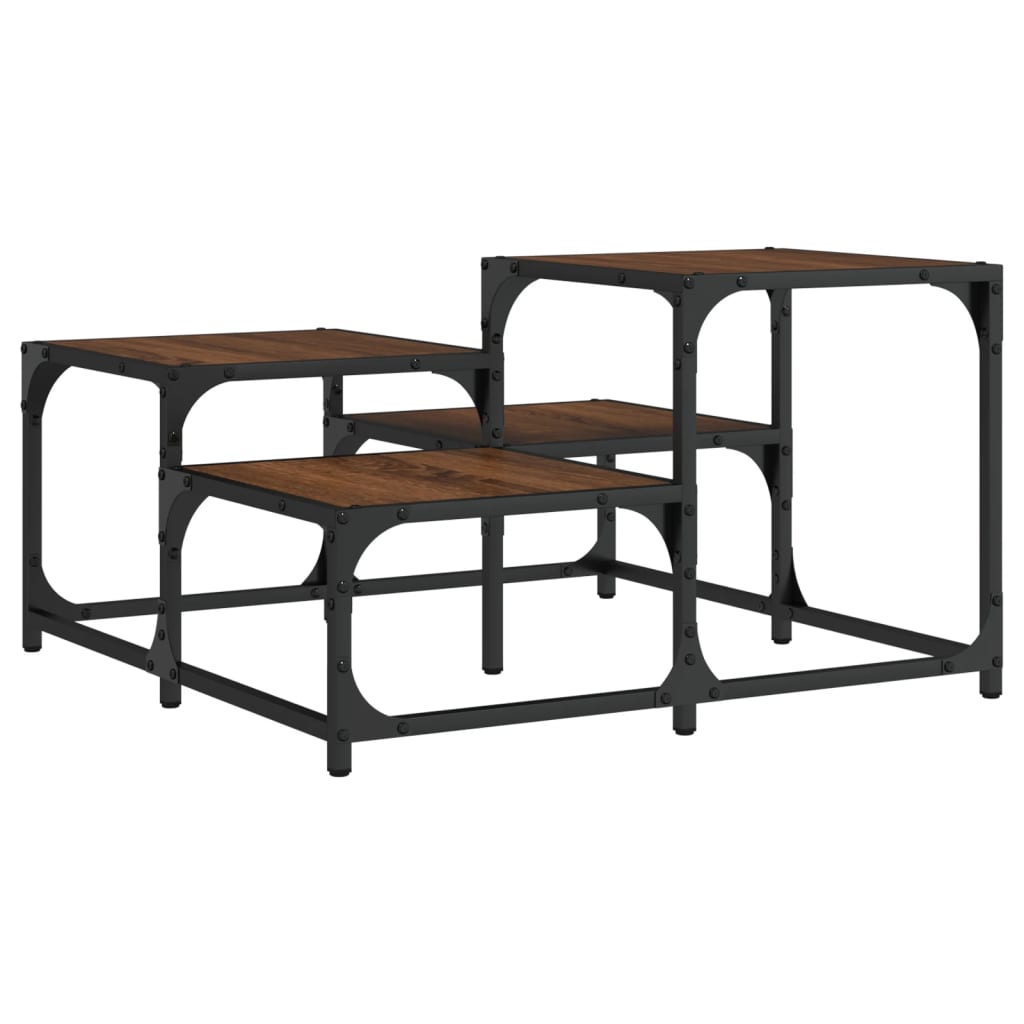 Table basse chêne marron 68x68x40 cm bois d'ingénierie - XIOS