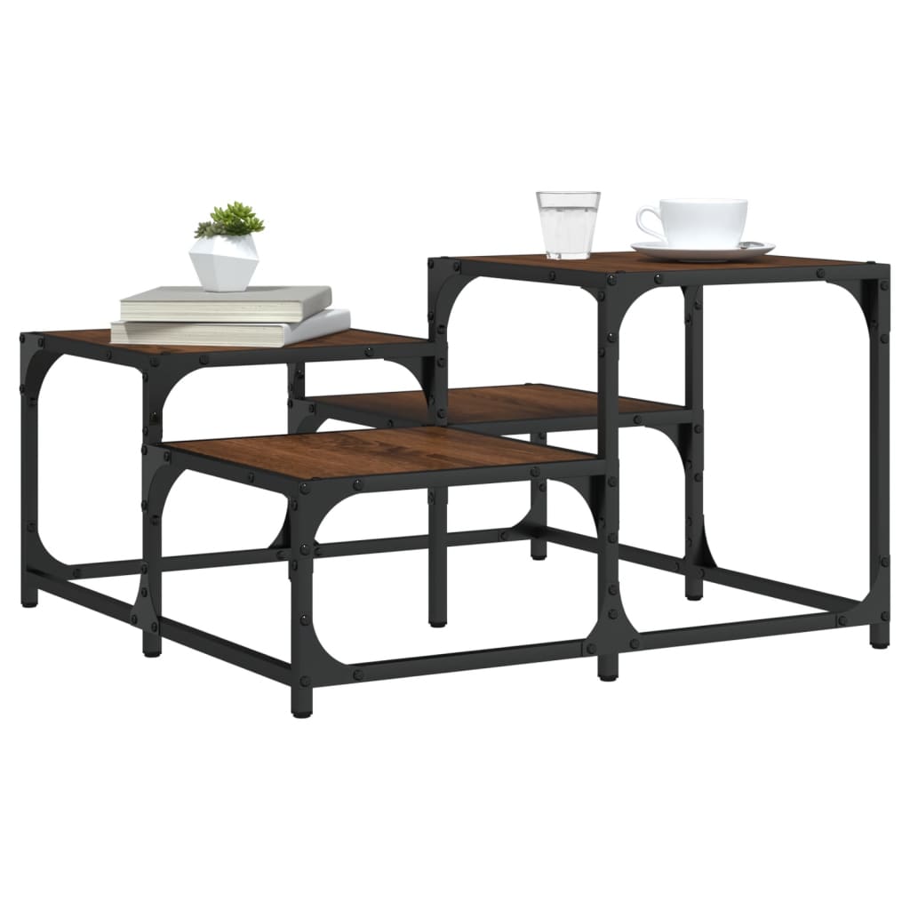 Table basse chêne marron 68x68x40 cm bois d'ingénierie - XIOS