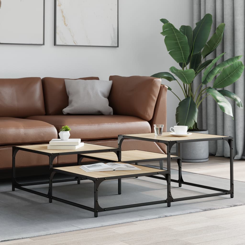 Table basse chêne sonoma 107x107x40 cm bois d'ingénierie - XIOS