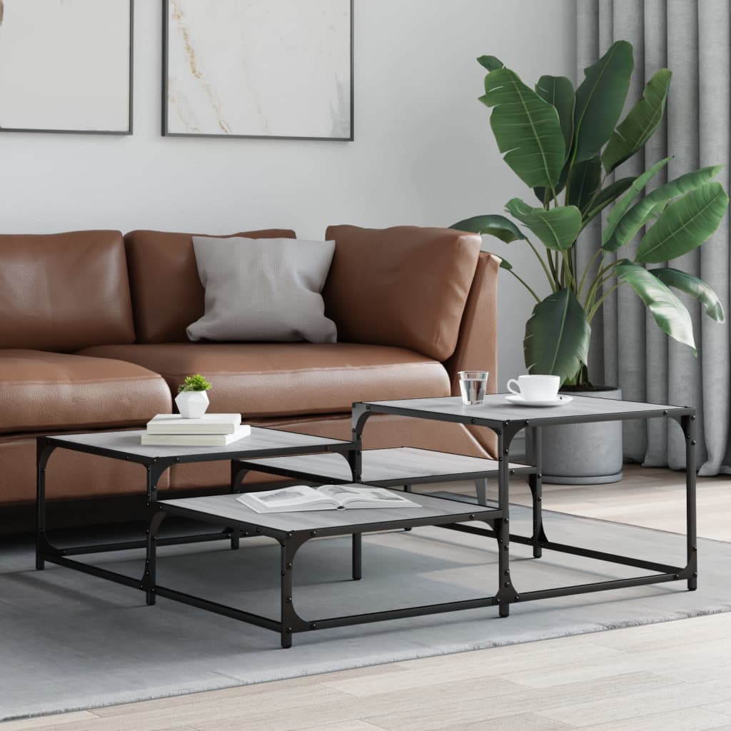 Table basse sonoma gris 107x107x40 cm bois d'ingénierie - XIOS