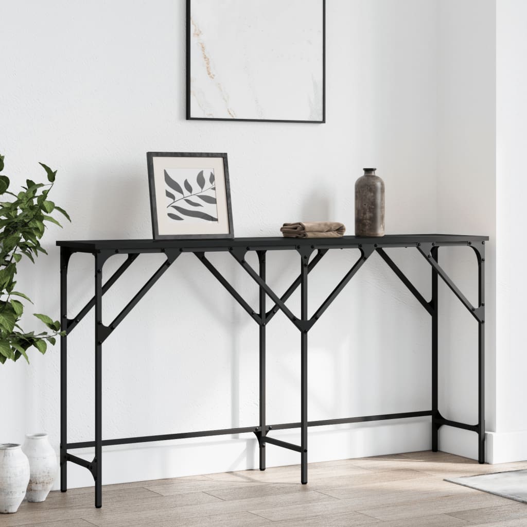 Table console noir 140x29x75 cm bois d'ingénierie - XIOS