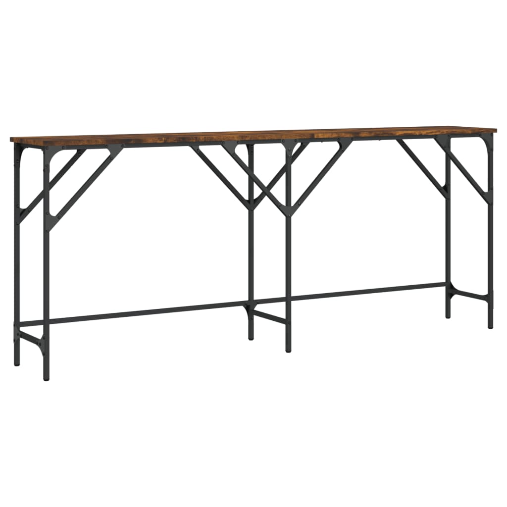Table console chêne fumé 180x29x75 cm bois d'ingénierie - XIOS