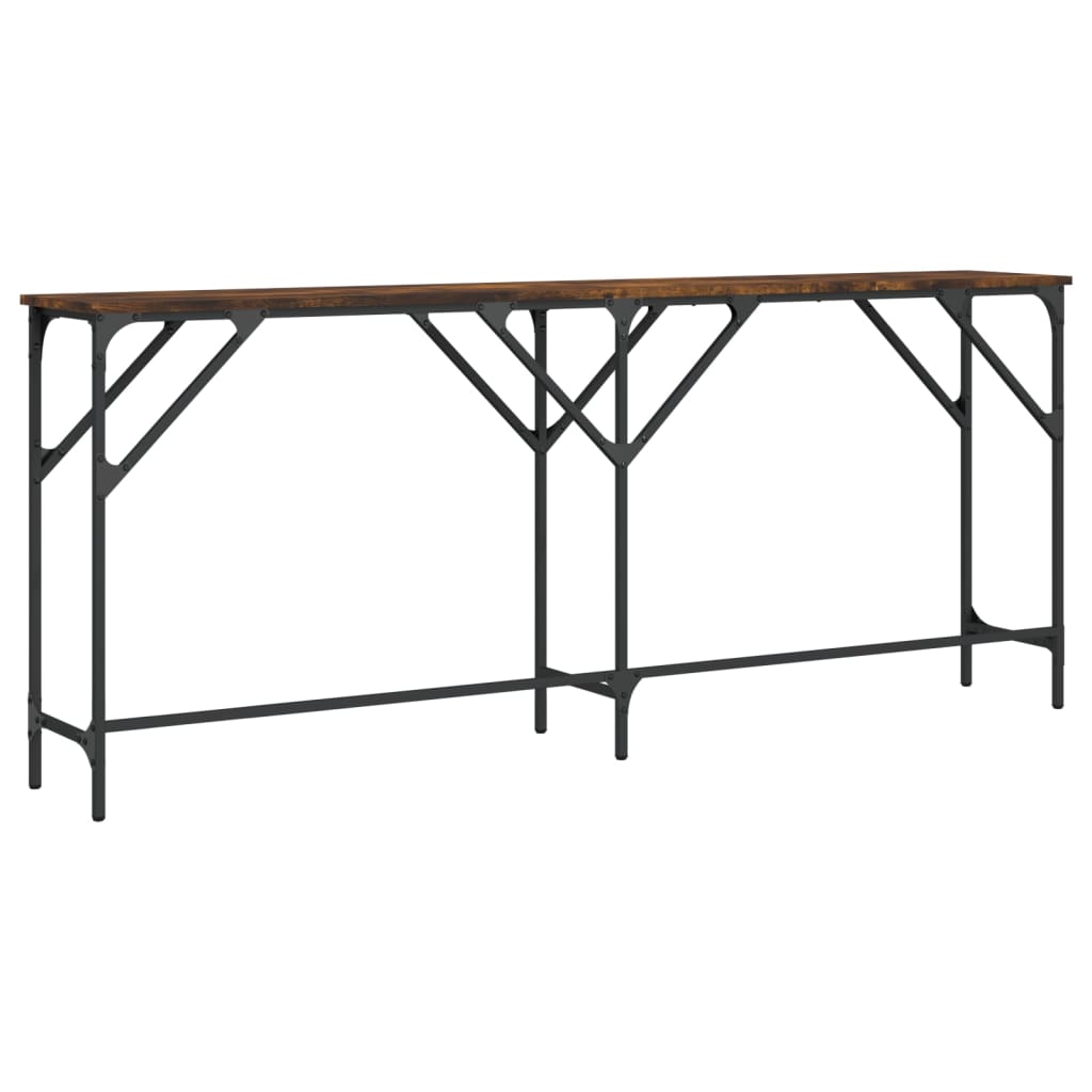 Table console chêne fumé 180x29x75 cm bois d'ingénierie - XIOS