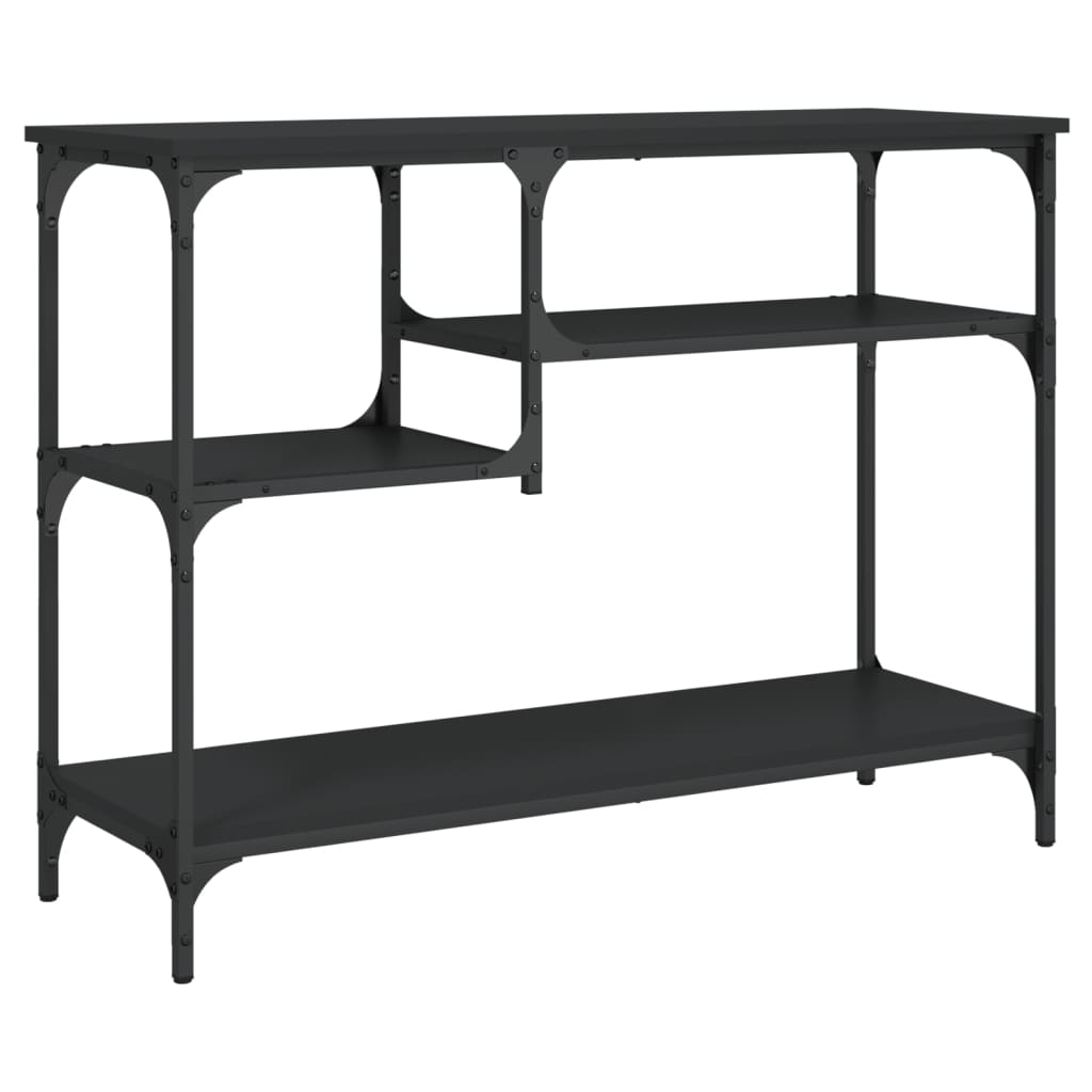 Table console avec étagères noir 100x35x75 cm - XIOS