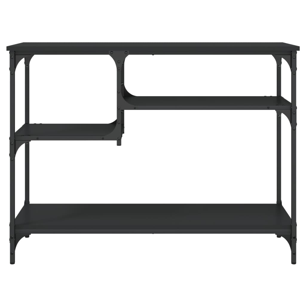 Table console avec étagères noir 100x35x75 cm - XIOS