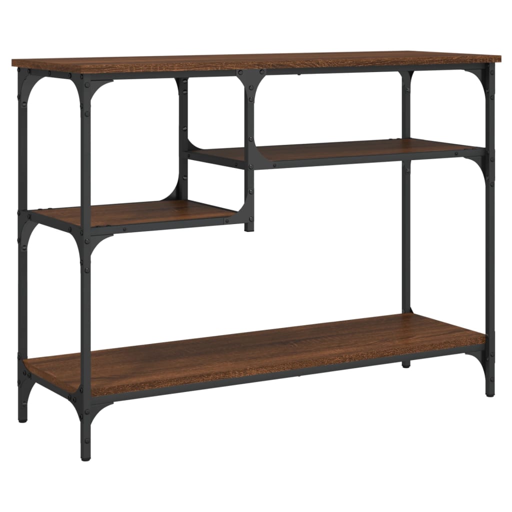 Table console avec étagères chêne marron 100x35x75 cm - XIOS