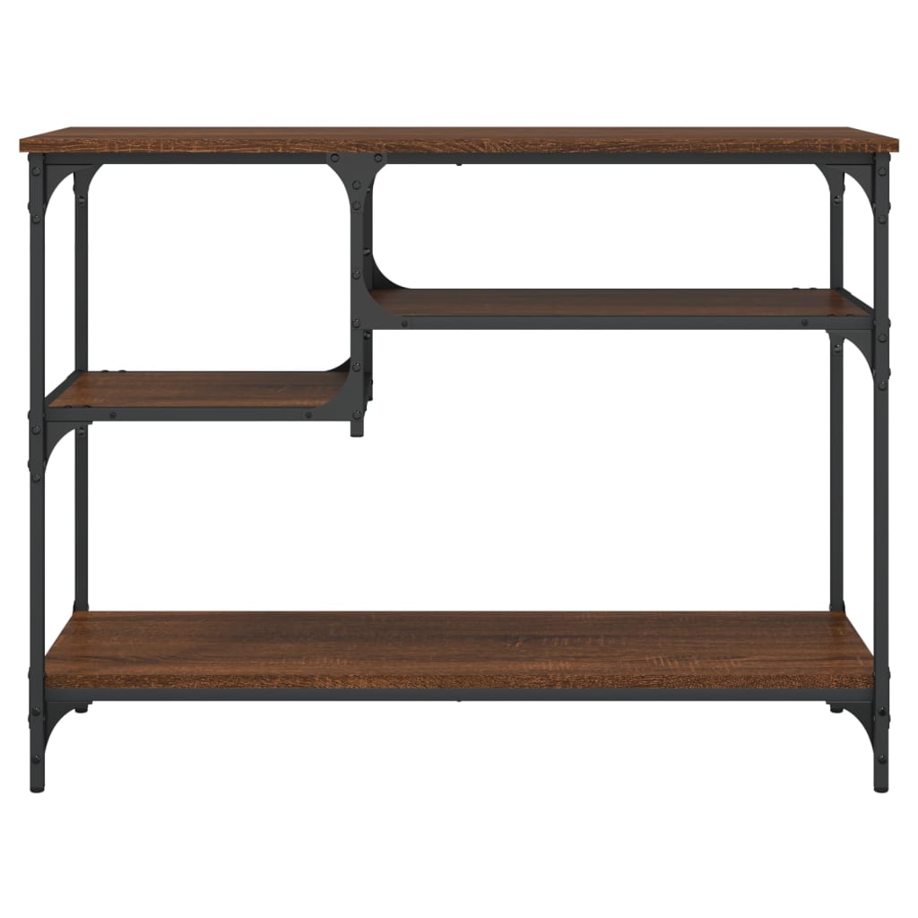 Table console avec étagères chêne marron 100x35x75 cm - XIOS