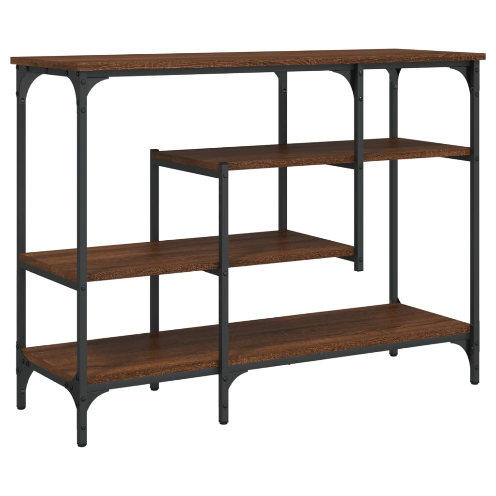 Table console avec étagères chêne marron 100x35x75 cm - XIOS