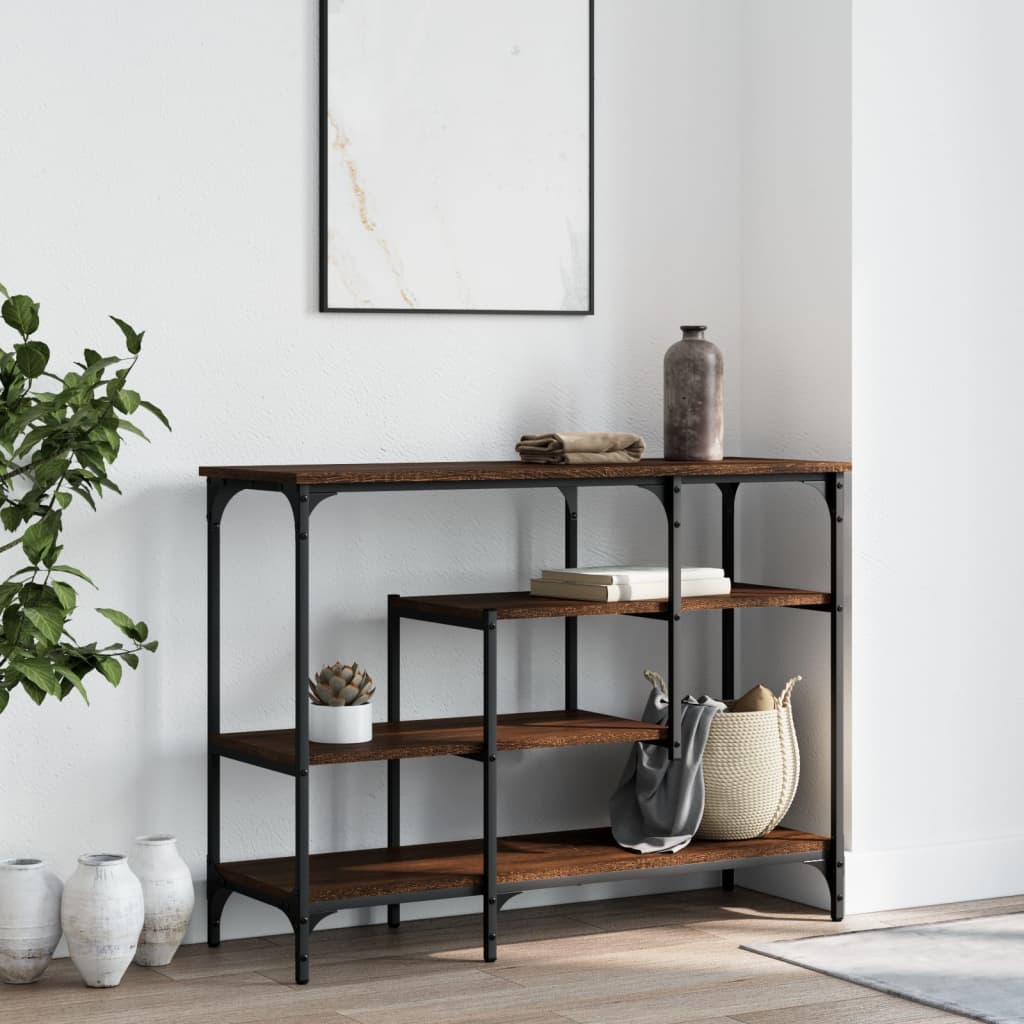 Table console avec étagères chêne marron 100x35x75 cm - XIOS