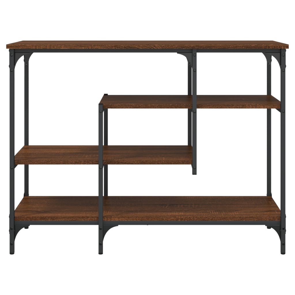 Table console avec étagères chêne marron 100x35x75 cm - XIOS