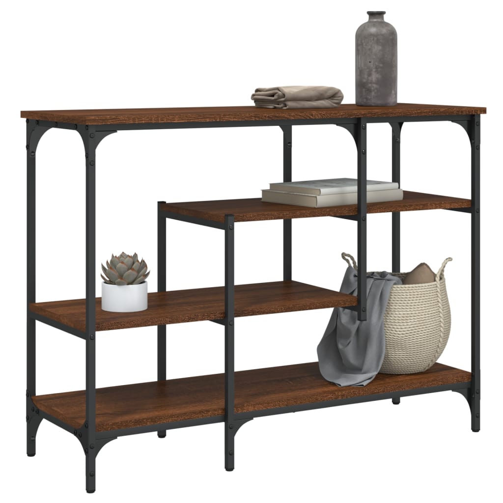 Table console avec étagères chêne marron 100x35x75 cm - XIOS
