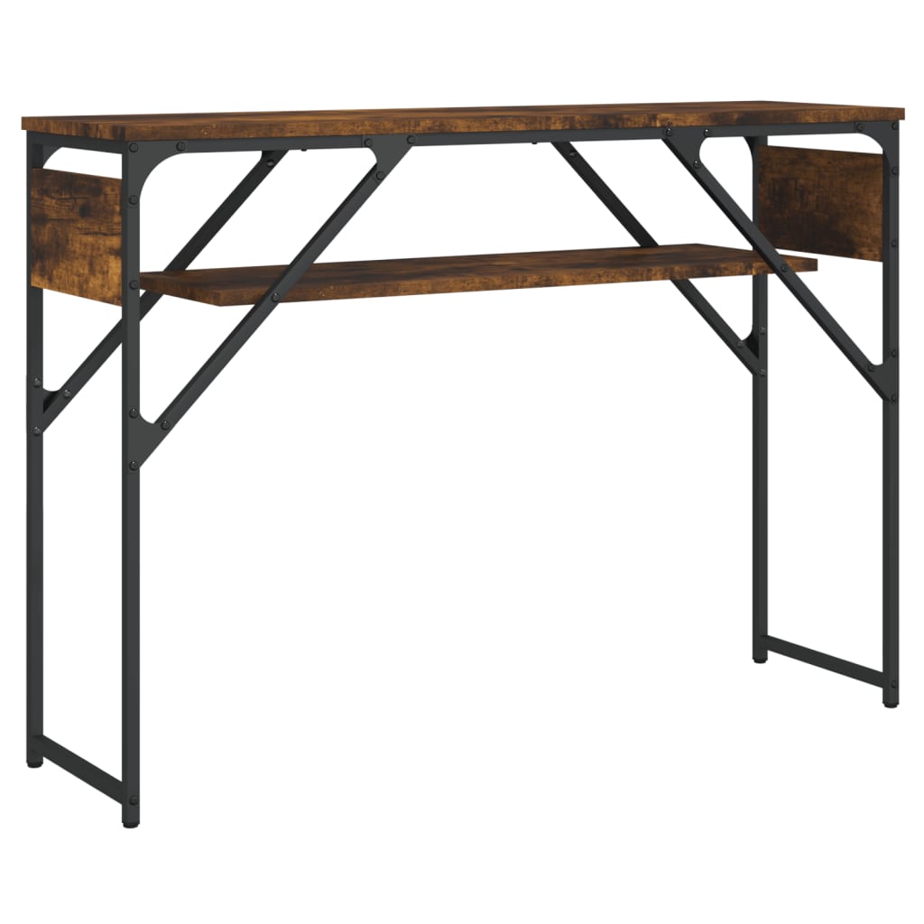 Table console avec étagère chêne fumé 105x30x75 cm - XIOS