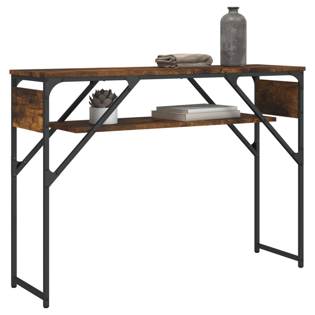Table console avec étagère chêne fumé 105x30x75 cm - XIOS