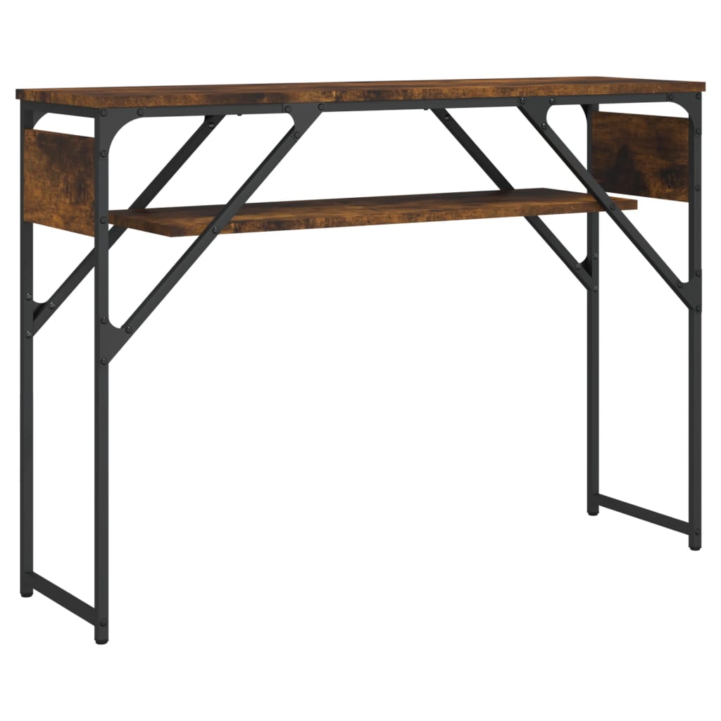 Table console avec étagère chêne fumé 105x30x75 cm - XIOS
