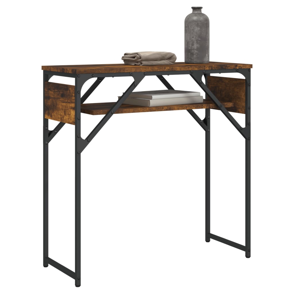 Table console avec étagère chêne fumé 75x30x75 cm - XIOS