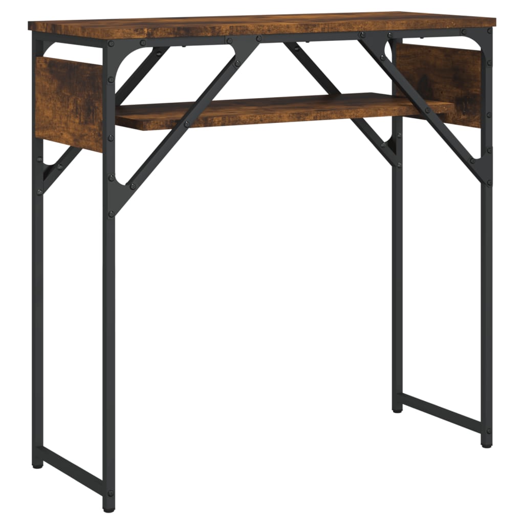 Table console avec étagère chêne fumé 75x30x75 cm - XIOS