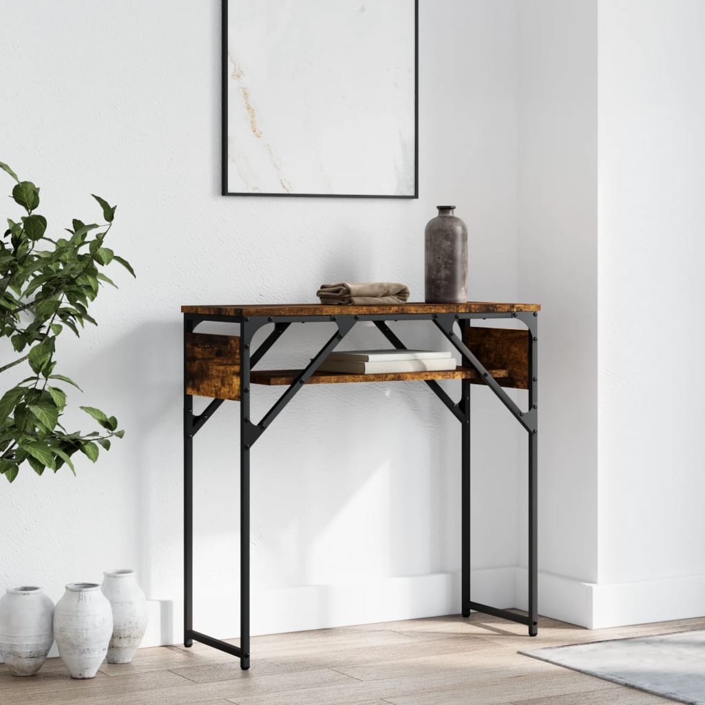 Table console avec étagère chêne fumé 75x30x75 cm - XIOS