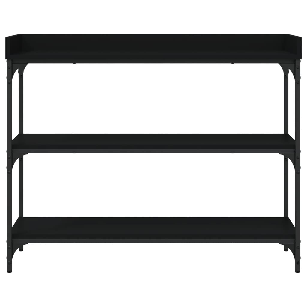 Table console avec étagères noir 100x30x80 cm - XIOS