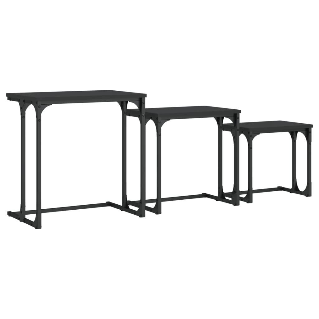 Tables basses gigognes 3 pcs noir bois d'ingénierie - XIOS